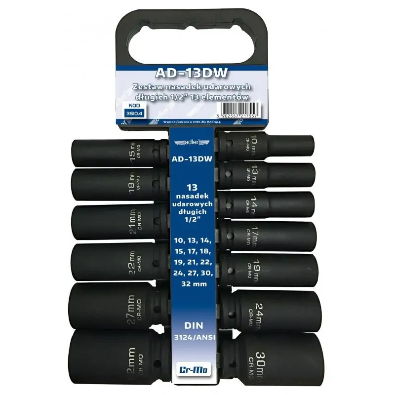 AD-13DW Zestaw nasadek długich - 13 szt wieszak