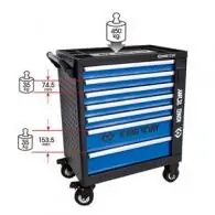 Wózek 7 Szuflad z Zamkiem Elektronicznym (Bez Narzędzi) - Czarno Niebieski