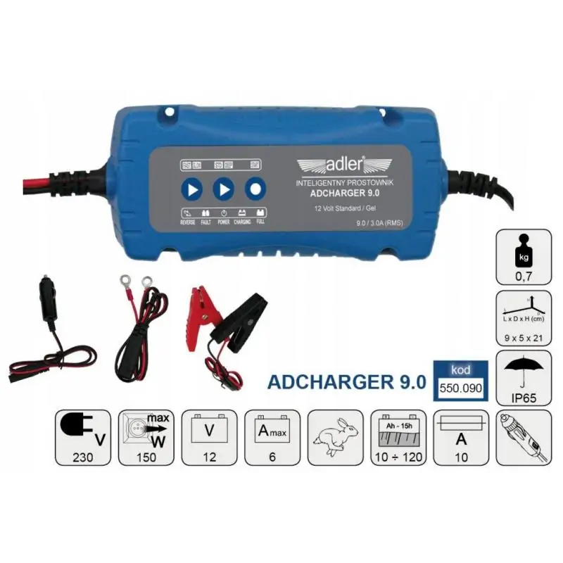 ADLER ADCHARGER 9.0 Prostownik elektroniczny