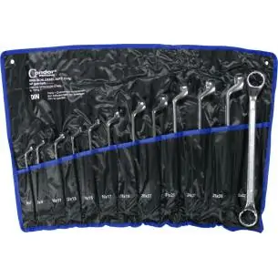 Klucze oczkowe odgięte 6-32 mm, 12 szt., chrom