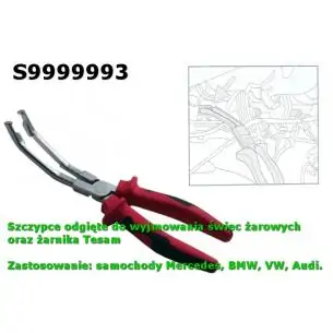 S9999993 - Szczypce odgięte do wyjmowania świec żarowych oraz żarnika