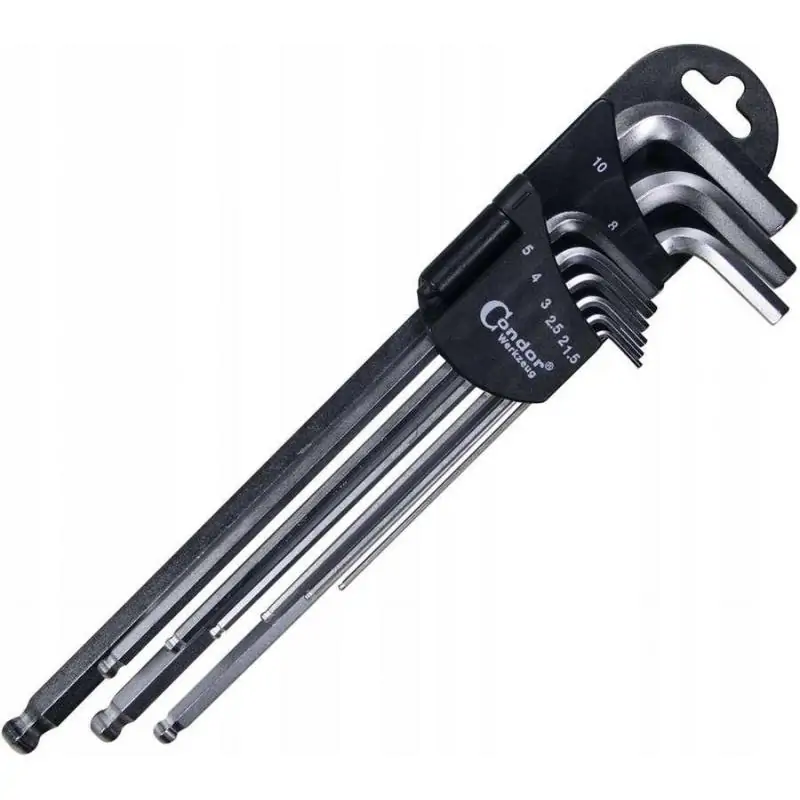 Klucze imbus 1.5-10 mm z kulką, 9 szt.