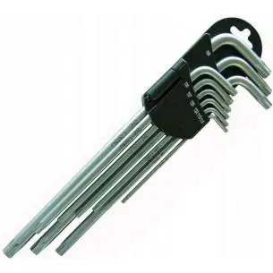 Klucze 5-kątne IP TS10-TS50 z otworem, 9 szt.