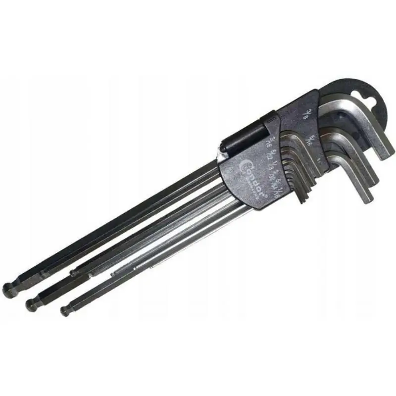 Klucze imbus 1/16"-3/8" z kulką, 9 szt.