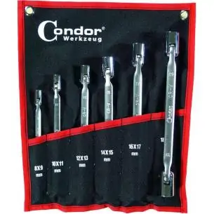 Klucze nasadowe z przegub. 8-19 mm, 6 szt.