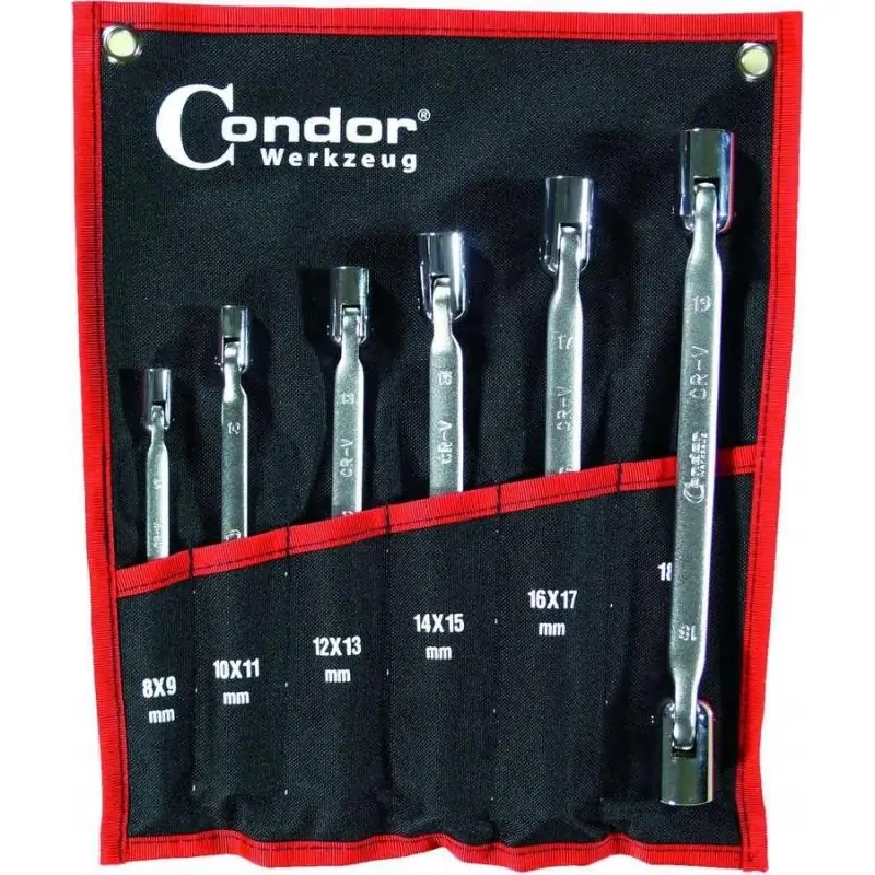 Klucze nasadowe z przegub. 8-19 mm, 6 szt.