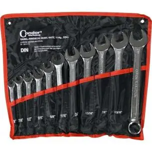 Klucze płasko oczkowe 3/8"-1", 11 szt.