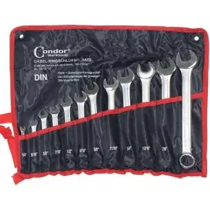 Klucze płasko oczkowe 1/4"-15/16'', 12 szt.