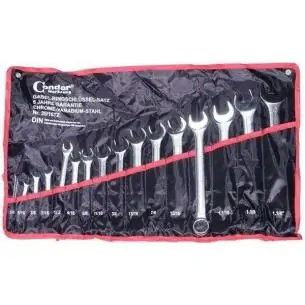 Klucze płasko oczkowe 1/4''-1.1/4", 16 szt.