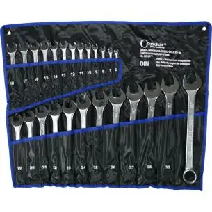 Klucze płasko oczkowe 6-32 mm, 25 szt., chrom