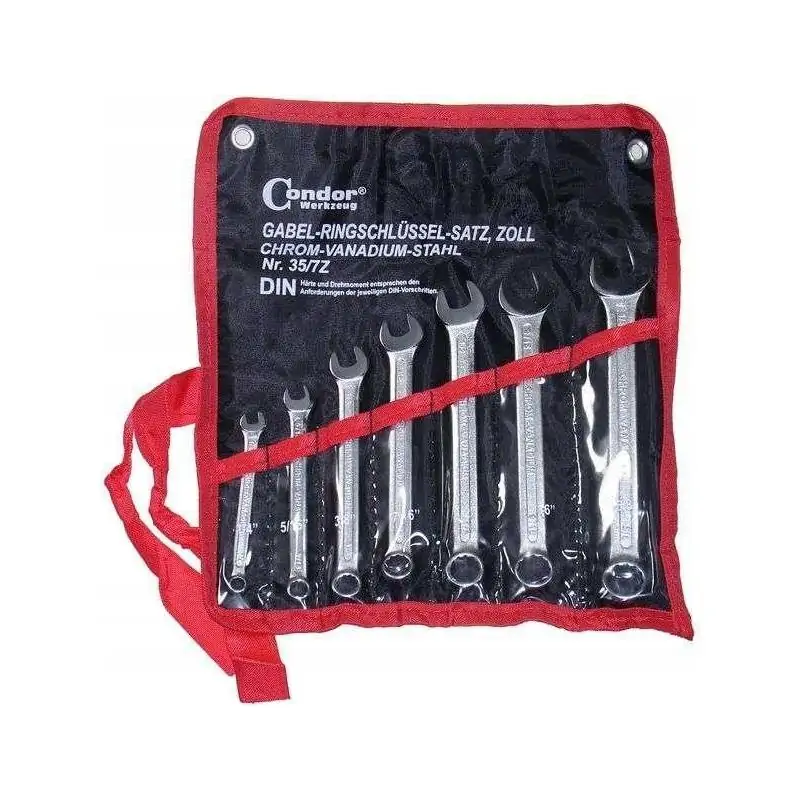 Klucze płasko oczkowe 1/4"-5/8", 7 szt.