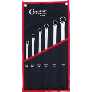 Klucze oczkowe proste, długie 10-24 mm, CrV, 6szt.