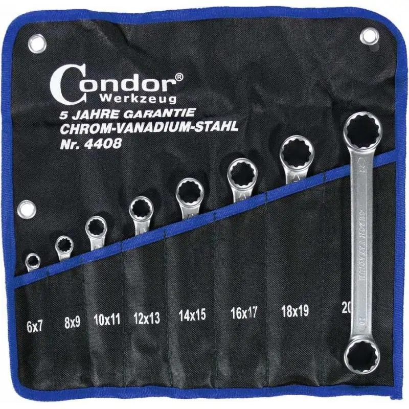 Klucze oczkowe proste 6-22 mm, 8 szt.