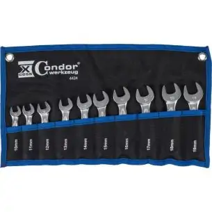 Klucze płasko oczkowe krótkie, 10-19 mm, 10 szt.