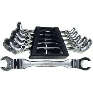 Klucze oczkowe otwarte 8-19 mm, z przegub.,6 szt.