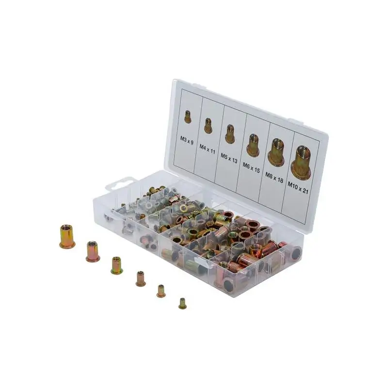 Tulejki gwintowane, stalowe, 150 szt.