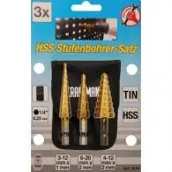 Wiertła stopniowe 4-20 mm, 3 szt.