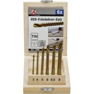 Wiertła/rozwiertaki tytanowane 3-8 mm, 6 szt.