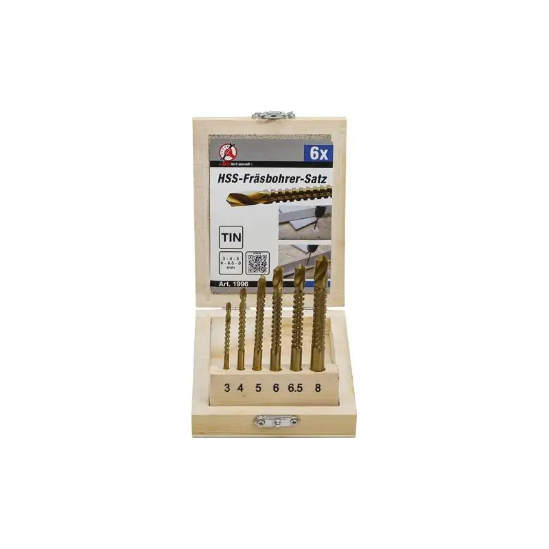 Wiertła/rozwiertaki tytanowane 3-8 mm, 6 szt.