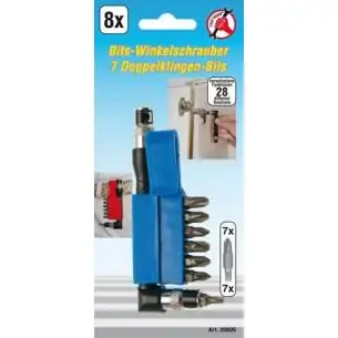 Uchwyt kątowy do bitów 1/4", 7 cz.