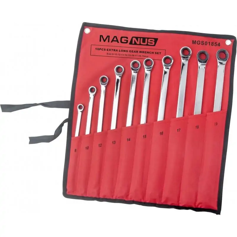 Zestaw 10 kluczy długich z grzechotką 8-19 mm