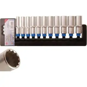 Nasadki długie 12-kątne, 3/8", 8-19 mm