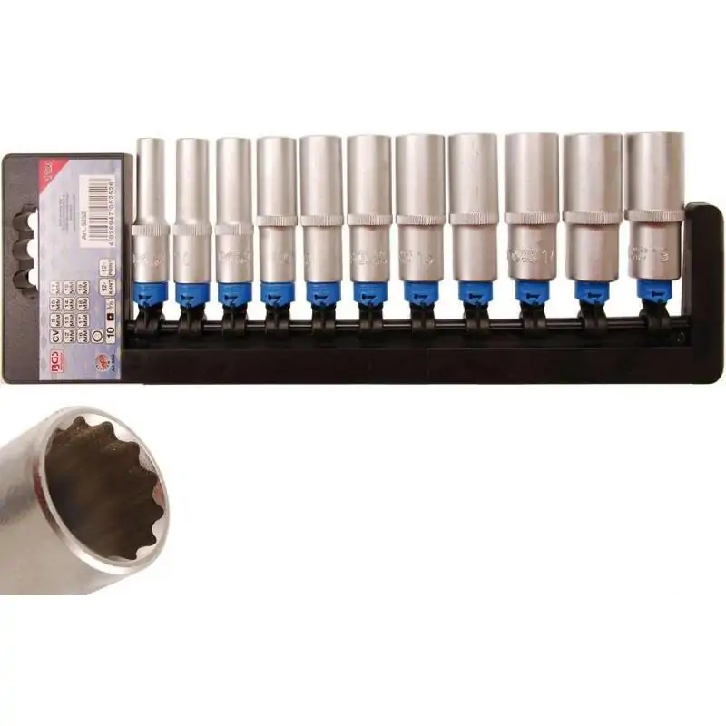 Nasadki długie 12-kątne, 3/8", 8-19 mm